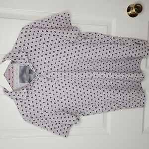 Ted Baker cotton polo shirt size 3 grey pink blue floral